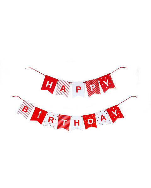 Red White Happy Birthday Bunting Decoration-Craft.ph