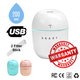 USB Humidifier 200ml , Cool Mist Ultrasonic LED Light Bedroom Office Car, Aroma Diffuser by Skaxi